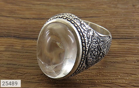 انگشتر نقره در نجف زلال شاهانه مردانه دست ساز - 25489