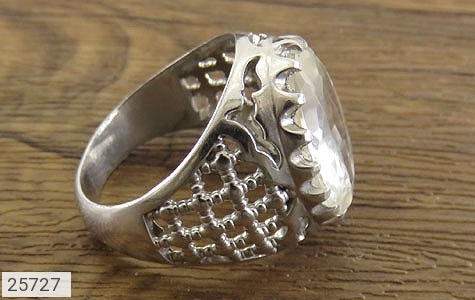 انگشتر نقره در نجف الماس تراش شاهانه رکاب طرح ضریح مردانه - 25727