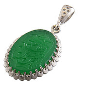 مدال نقره عقیق سبز درشت پنج تن