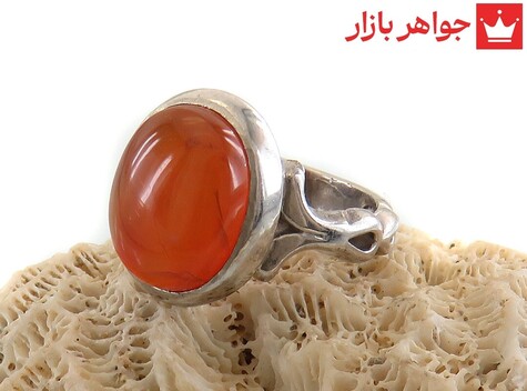 انگشتر نقره عقیق یمنی نارنجی پرتقالی خوش رنگ مردانه