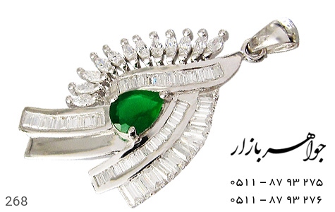 مدال نقره تایلندی درشت طرح زمرد - 268