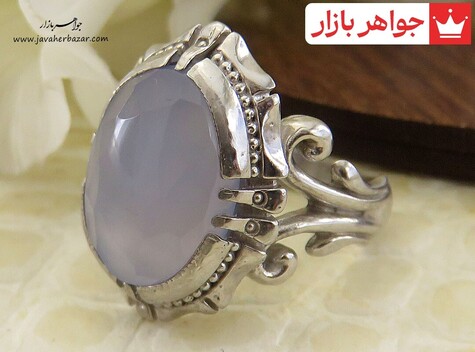 انگشتر نقره عقیق یمن کبود الماس تراش مردانه