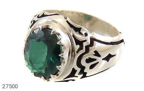 انگشتر نقره توپاز سبز درشت سلطنتی مردانه دست ساز - 27500