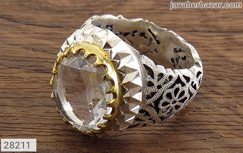 انگشتر نقره برنج در نجف سلطنتی درشت الماس تراش مردانه دست ساز - 28211