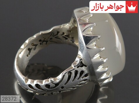 انگشتر نقره عقیق یمنی نباتی درشت اشرافی مردانه دست ساز - 28372