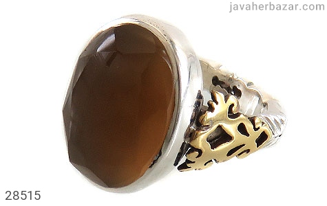 انگشتر نقره عقیق یمنی الماس تراش باشکوه مردانه دست ساز - 28515