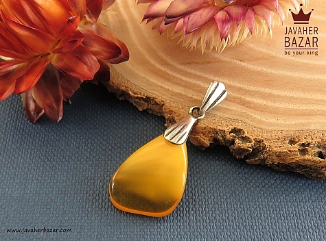 پلاک نقره کهربا بولونی لهستان استخوانی - 29985