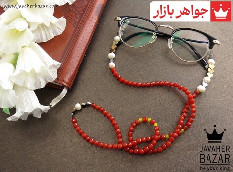 بند عینک عقیق و مروارید و حدید طرح عشق - 30955