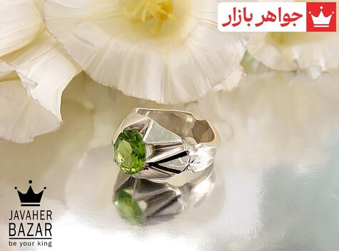 انگشتر نقره زبرجد خوش رنگ مردانه دست ساز