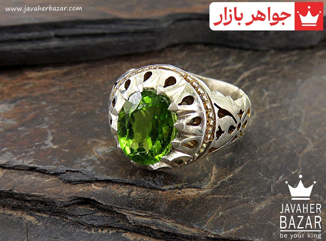 انگشتر نقره زبرجد دورچنگ مردانه دست ساز