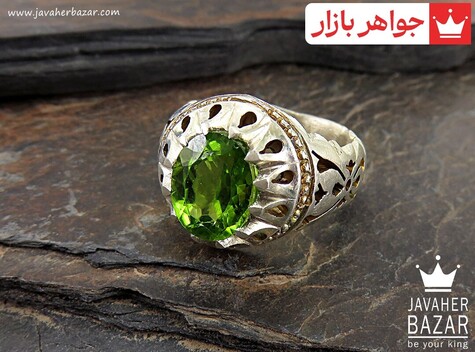 انگشتر نقره زبرجد دورچنگ مردانه دست ساز - 31088