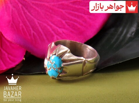 انگشتر نقره فیروزه نیشابوری خوش طبع مردانه دست ساز - 31268