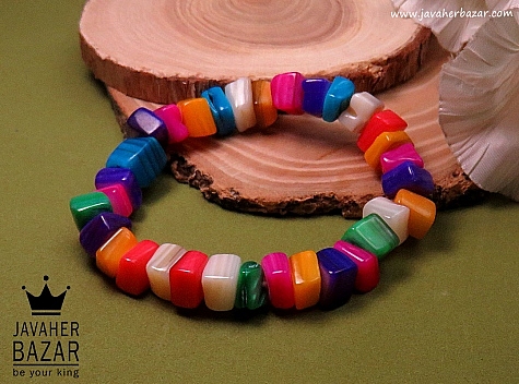 دستبند صدف رنگارنگ طرح نشاط زنانه - 31641