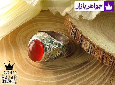 انگشتر عقیق یمنی و یاقوت و زمرد زامبیا مردانه دست ساز انگشتر نقره عقیق یمنی و یاقوت و زمرد زامبیا مردانه دست ساز - 31796