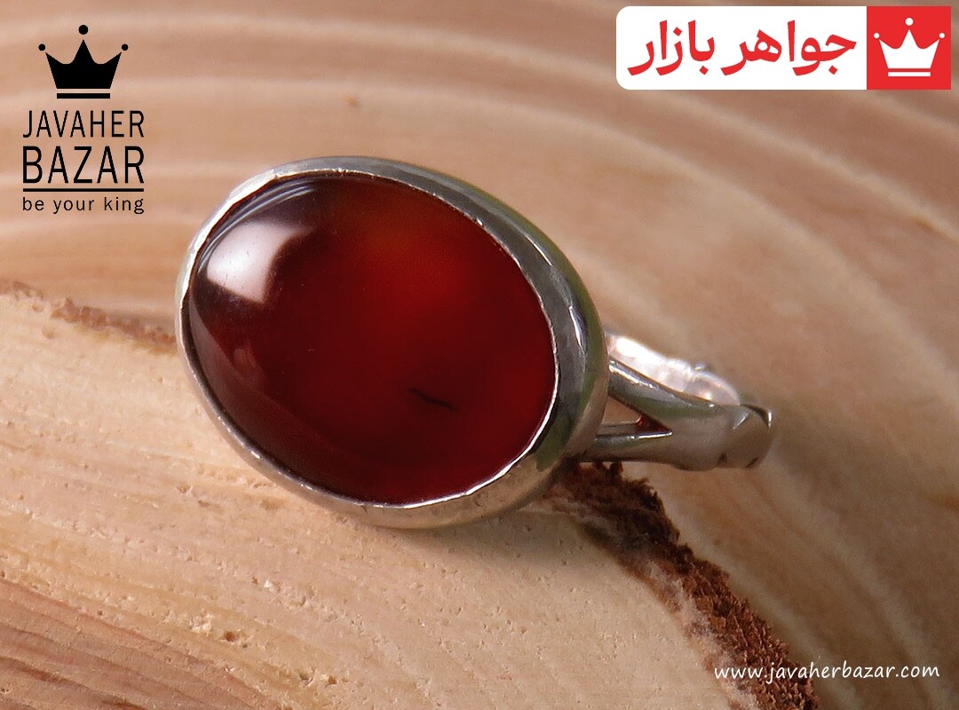 انگشتر نقره عقیق یمنی قرمز طرح صفوی مردانه