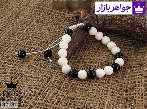 دستبند سنگی انیکس سفید مشکی زنانه - 32631