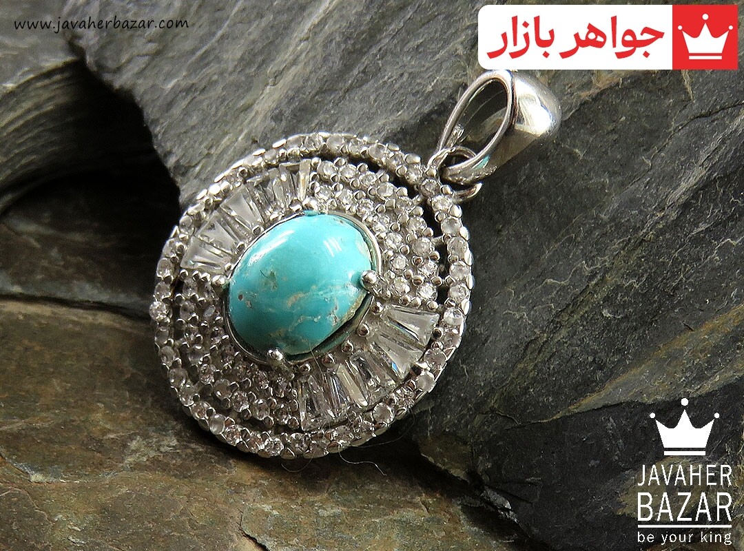 پلاک نقره فیروزه نیشابوری اشرافی