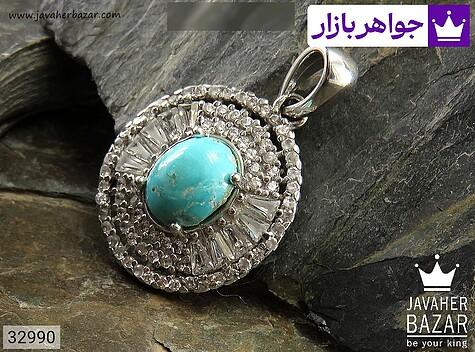 مدال سنگ ماه تولد اسفند زنانه مدال نقره فیروزه نیشابوری اشرافی زنانه - 32990