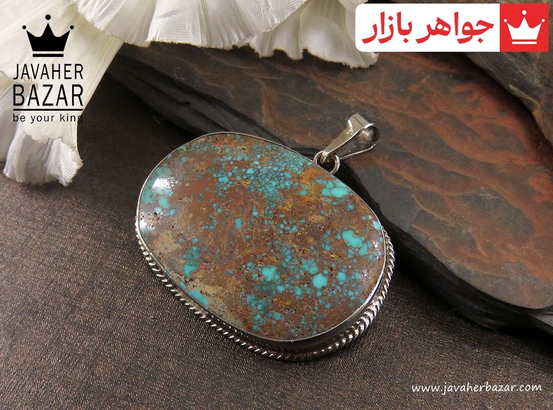 پلاک نقره فیروزه نیشابوری مرغوب