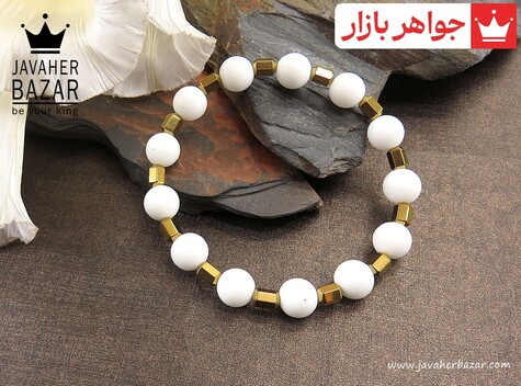 دستبند سنگی انیکس و حدید طلایی زنانه - 33281