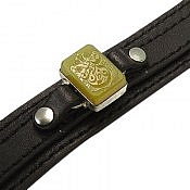 دستبند عقیق و چرم علی مردانه