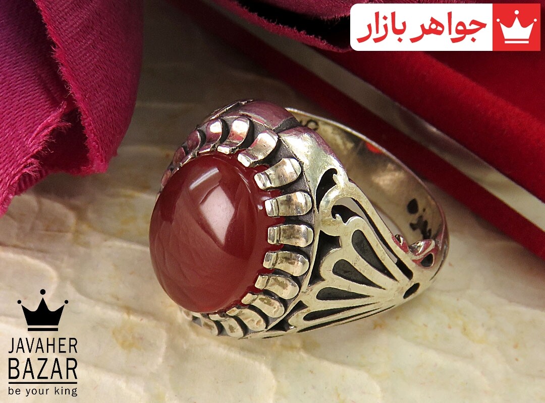 انگشتر نقره عقیق یمنی شاهانه مردانه