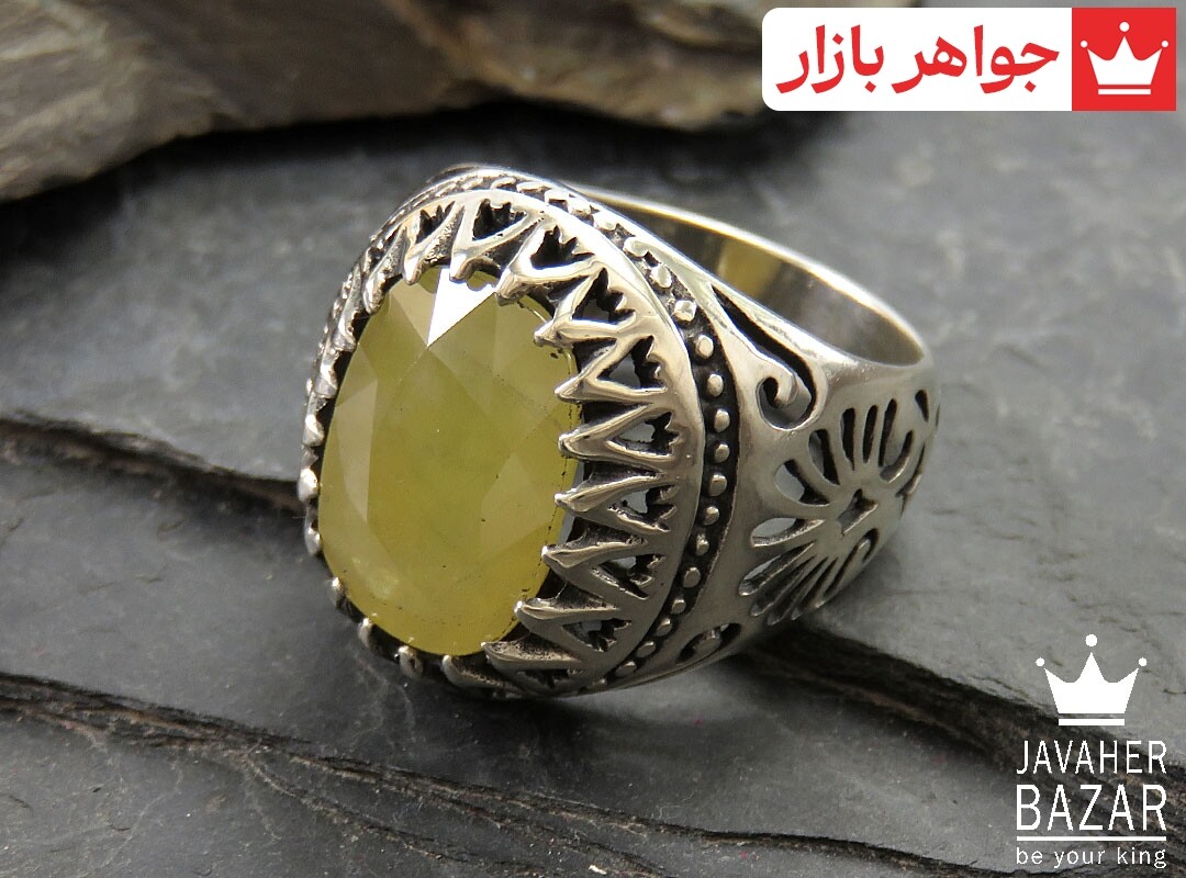 انگشتر نقره یاقوت آفریقایی زرد شاهانه مردانه انگشتر نقره یاقوت آفریقایی زرد شاهانه مردانه