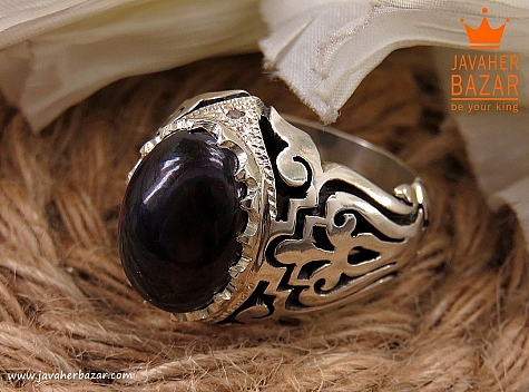 انگشتر نقره اپال شاهانه مردانه دست ساز با برلیان اصل - 34746