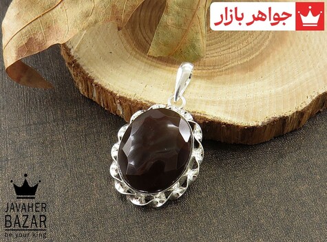 مدال نقره عقیق یمنی تراش الماسی - 34889