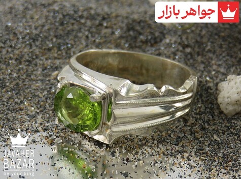 انگشتر نقره زبرجد طرح صفوی لوکس مردانه دست ساز - 34928