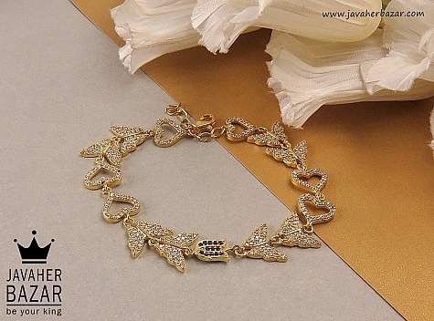 دستبند نقره طرح پروانه زنانه - 35567