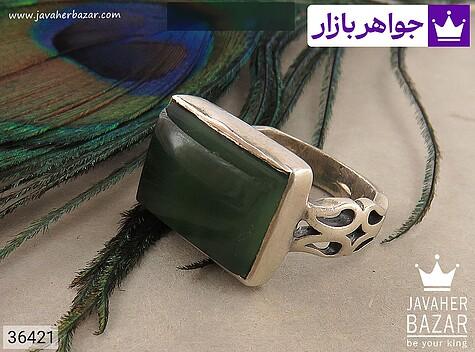 انگشتر نقره یشم هندی طرح صفوی مردانه دست ساز - 36421