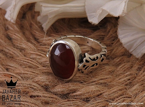 انگشتر نقره عقیق یمنی قرمز الماس تراش مردانه - 36491