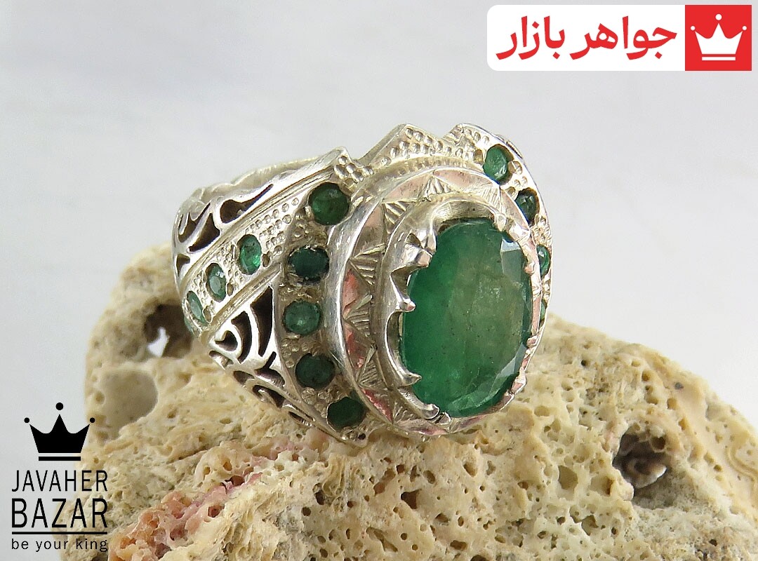 انگشتر نقره زمرد زامبیا لوکس مردانه دست ساز انگشتر نقره زمرد زامبیا لوکس مردانه دست ساز
