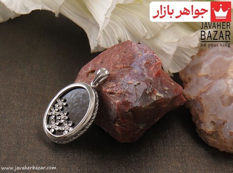 مدال نقره عقیق سیاه مشکی - 37329