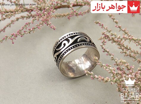 انگشتر نقره سیاه قلم سایز 56 مردانه - 37570