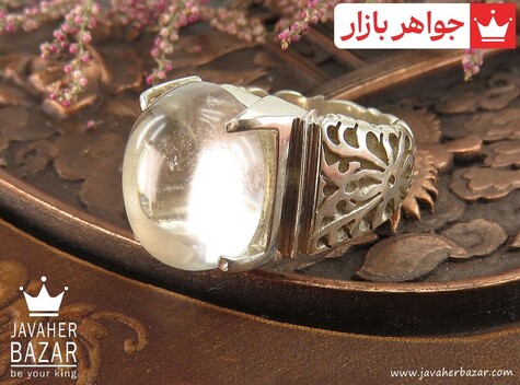 انگشتر نقره در نجف شفاف شاهانه مردانه دست ساز - 38772