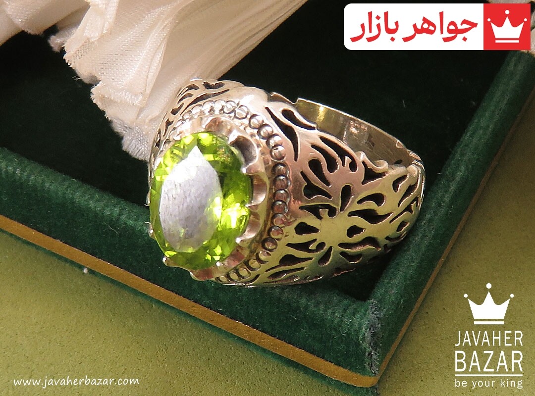 انگشتر نقره زبرجد شاهانه مردانه دست ساز