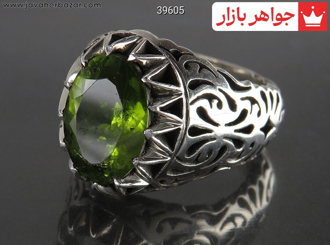 انگشتر نقره زبرجد شاهانه مردانه دست ساز