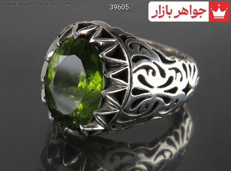 انگشتر نقره زبرجد شاهانه مردانه دست ساز - 39605