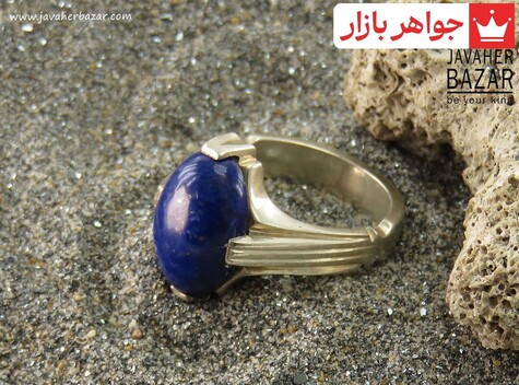 انگشتر نقره لاجورد درشت مردانه دست ساز - 39608