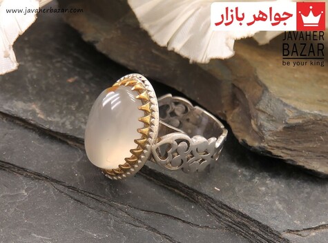 انگشتر نقره برنج عقیق یمنی شاهانه مردانه - 39612