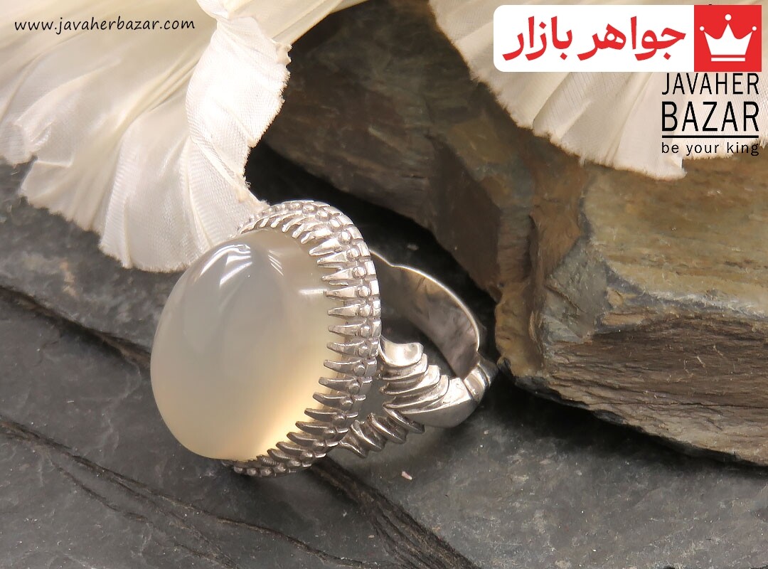 تصویر عکس خرید ، قیمت و خواص انگشتر عقیق یمن سفید مردانه اصل