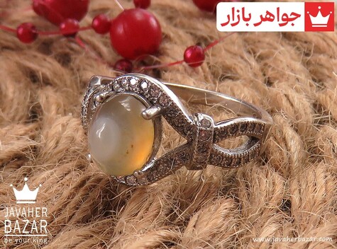 انگشتر نقره عقیق زرد باباقوری زنانه - 40421