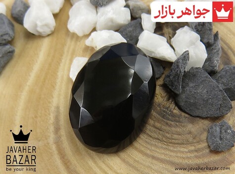 نگین عقیق یمنی سیاه مشکی الماس تراش - 40854
