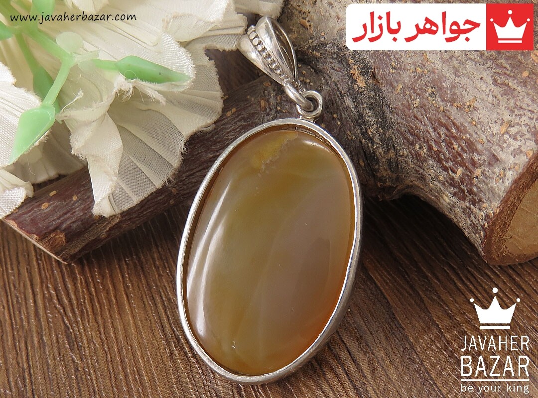 گردنبند نقره عقیق زرد