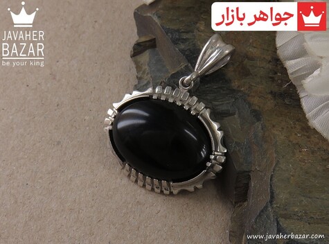 مدال نقره عقیق سیاه مشکی - 41509