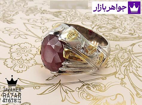 انگشتر نقره یاقوت آفریقایی قرمز لوکس مردانه دست ساز - 41618