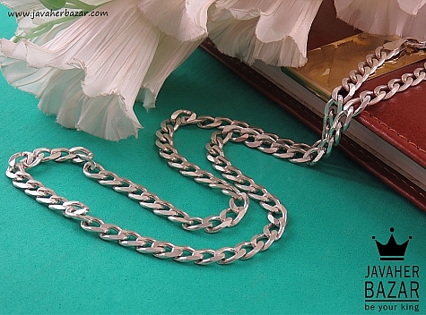 زنجیر نقره 54 سانتی حلقه ای درشت مردانه - 41901