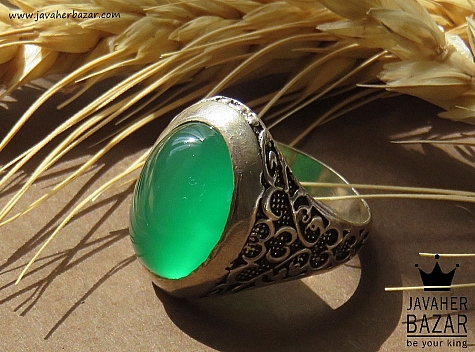 انگشتر نقره عقیق سبز طرح یاشار مردانه - 42034